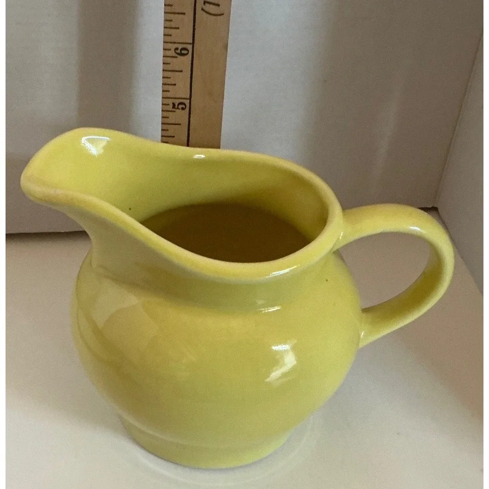 Yellow Ceramic Pitcher Small Creamer Jug Sunny Glaze Kitchen Decor